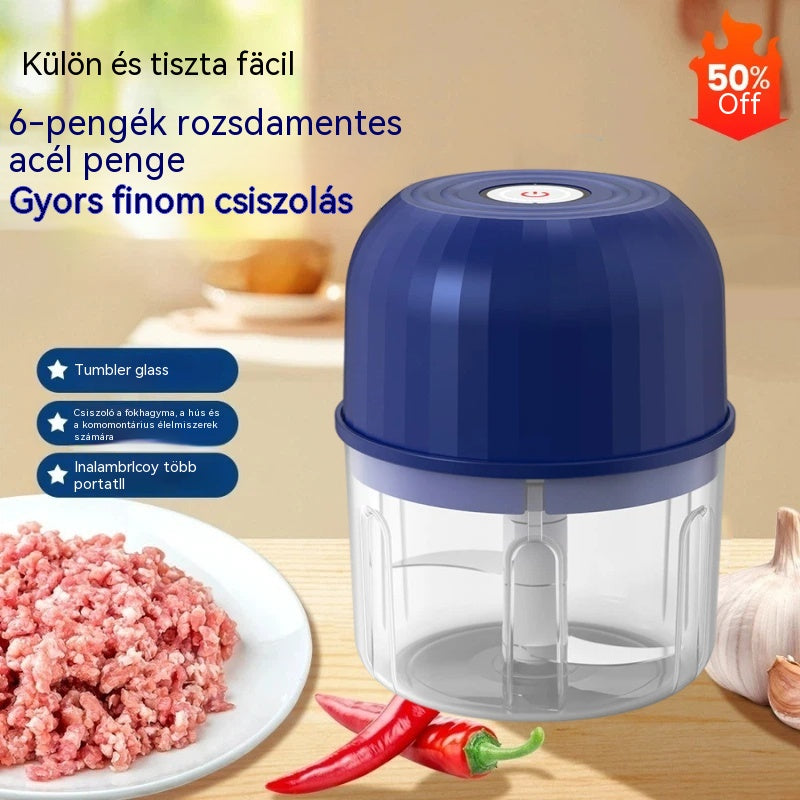 Elektromos fokhagyma aprító, mini hordozható zöldségaprító