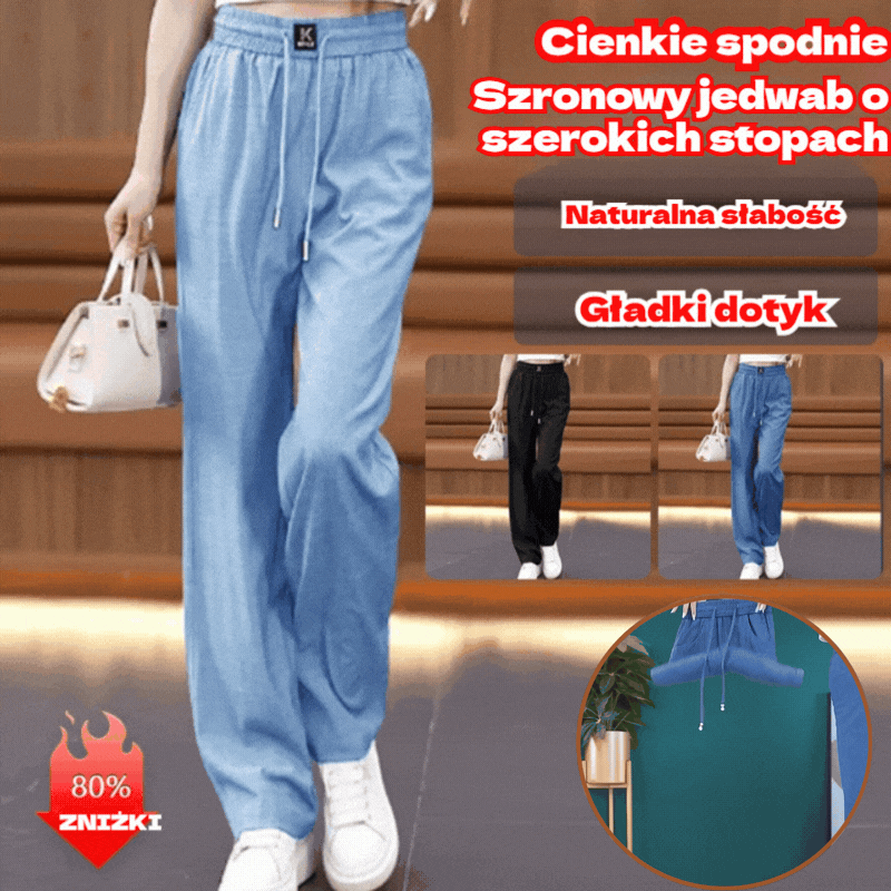 👖❤️🔥【50% Promocji】【40-100 kg】2026 nowe wysokiej jakości miękkie, swobodne spodnie z drapowaniem.Uczucie chłodzenia dzięki lodowemu jedwabiowi, efekt wyszczuplający z ograniczeniem wzrostu