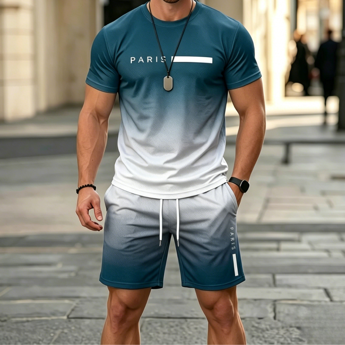 ✨【Platba při dodání】Pánská letní sportovní souprava - pohodlné tričko s krátkým rukávem a kraťasy pro každodenní nošení i doma