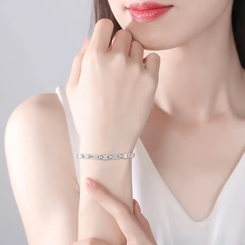 Love New Fashion Pulsera de plata 925 con un trébol de cuatro hojas para mujer