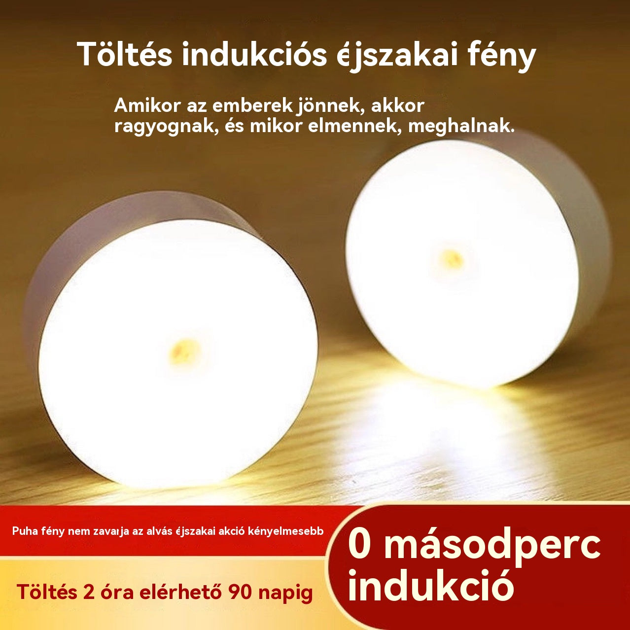 Intelligens LED lámpa emberi test indukciójával, kényelmes és praktikus töltés
