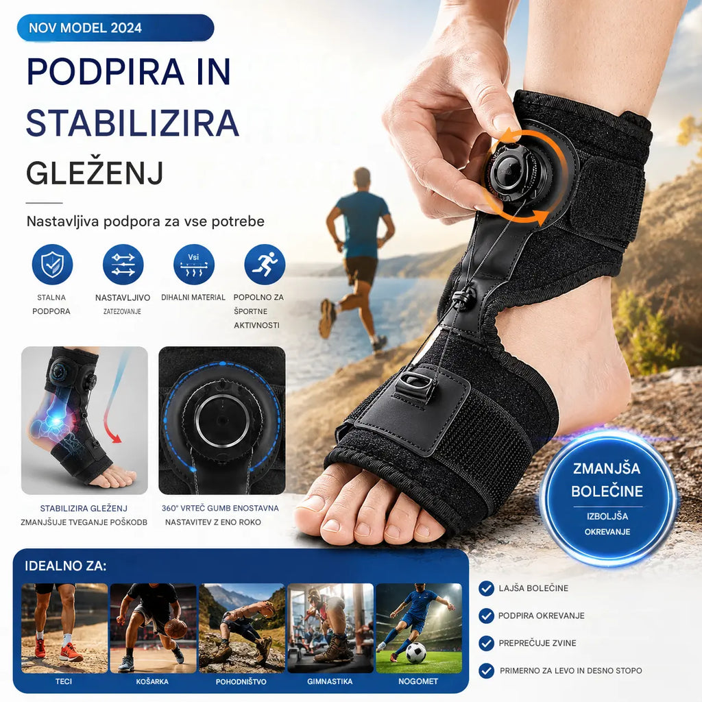 【2 kosa】Medicinska ortoza za padajoče stopalo in plantarni fasciitis, z vrtljivim nastavitvenim gumbom in aluminijasto oporo, za dnevno in nočno uporabo