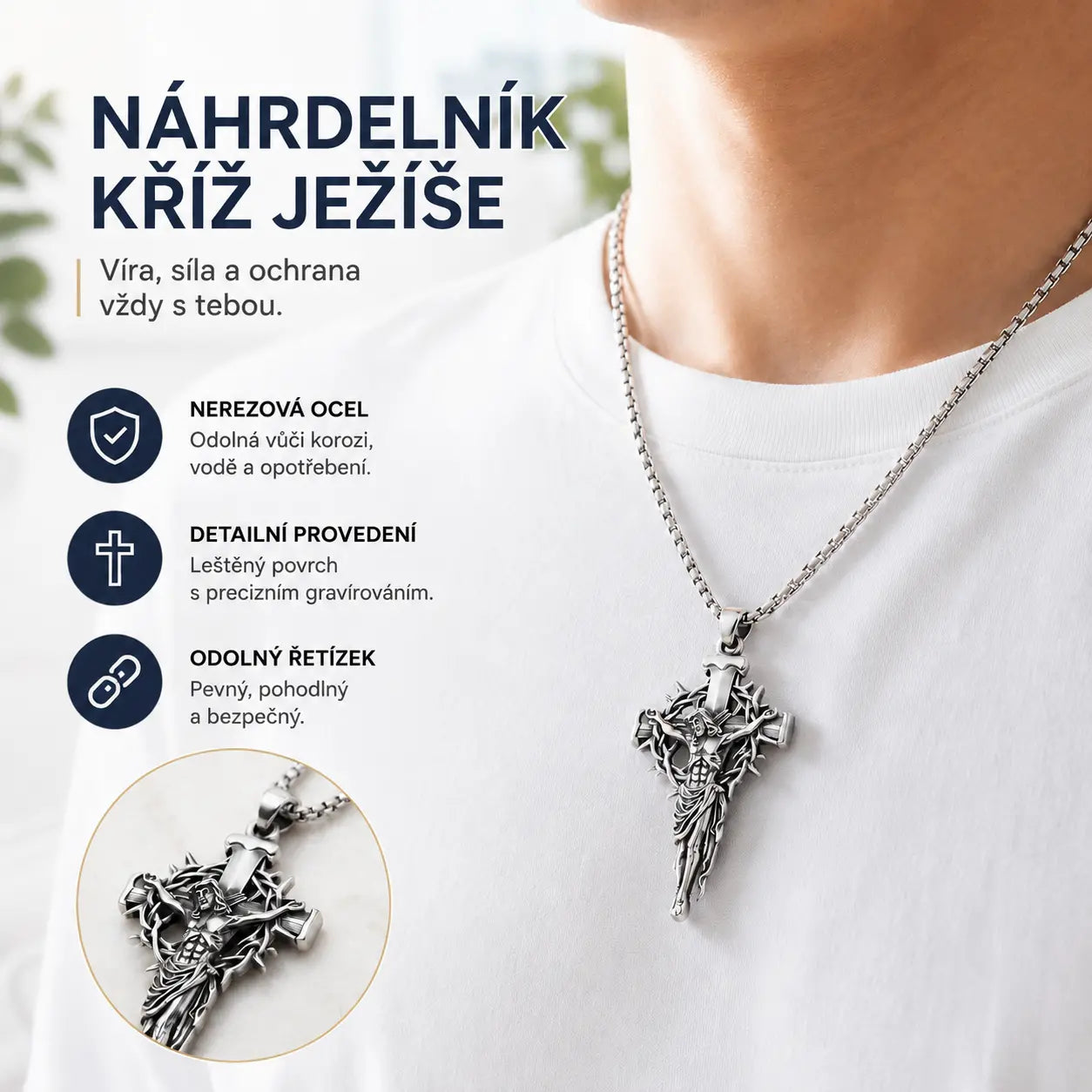 2 sztuki 99 zł🔥Naszyjnik z aureolą z krzyża i cierni