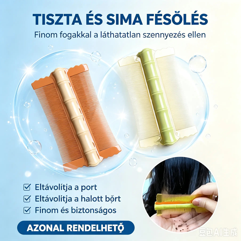 🎉💇‍♀️【Három tétel – 7900 Ft】🔥Bambusz kétoldalas finomfogú fésű